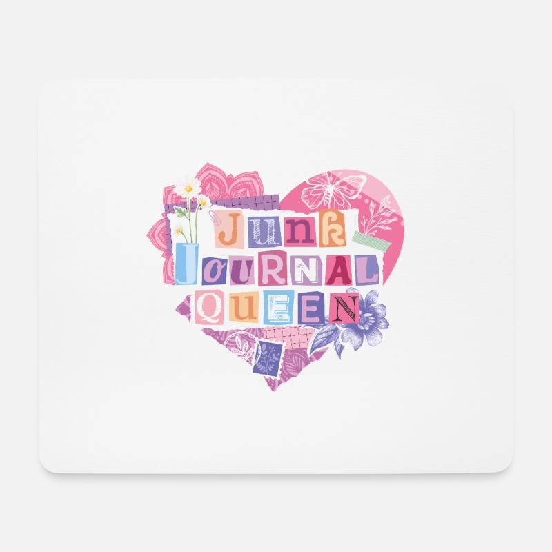 Junk Journal Queen – Heart Collage - Mouse Pad (horizontal) - white