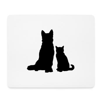Silhouette chien & chat / Silhouette chat & chien - Tapis de souris (format paysage) - blanc - Devant