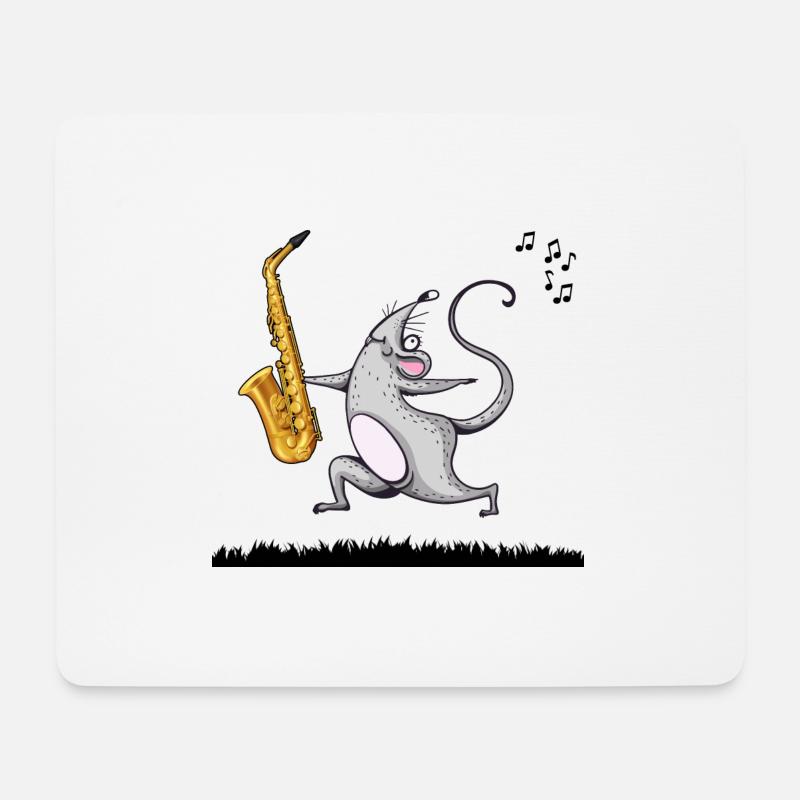 Saxophone Saxophonist "Saxophon-Maus"" Saxofon - Mousepad (Querformat) - Weiß