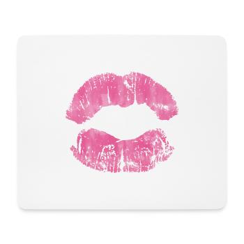 Pink Lip Kiss Print Art - Tapis de souris (format paysage) - blanc - Devant