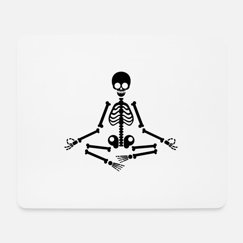 Meditation Skelett meditieren Entspannung Yoga Fun - Mousepad (Querformat) - Weiß