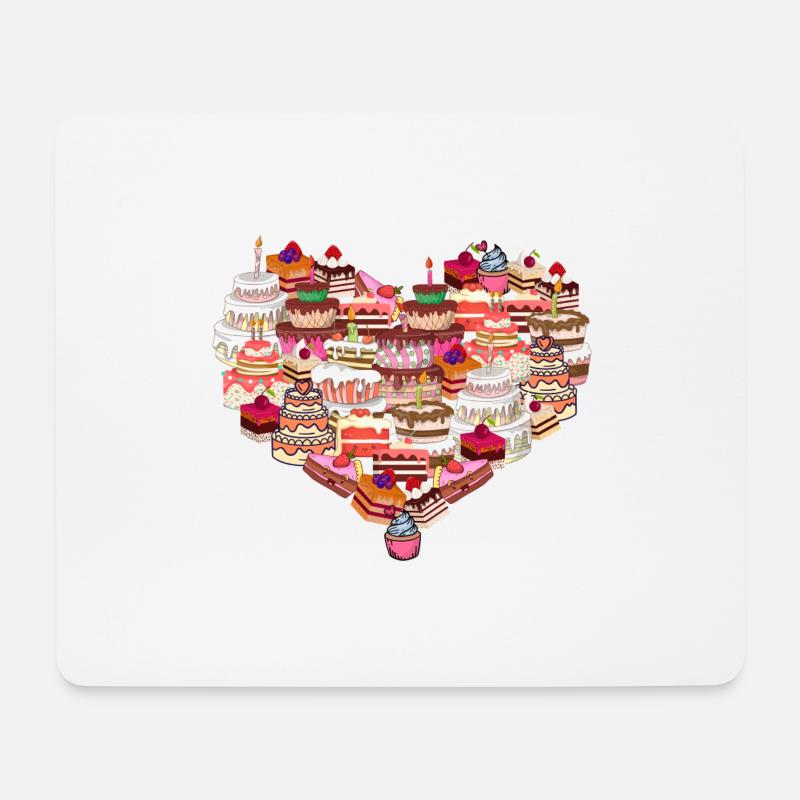 Kuchenherz Kuchen Backen Bäckerei Geschenkidee - Mousepad (Querformat) - Weiß
