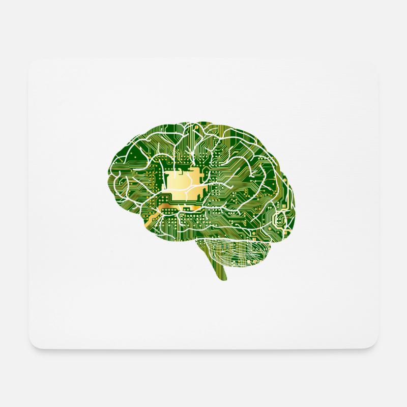 Gehirn - Platine Computer - Künstliche Intelligenz - Mousepad (Querformat) - Weiß