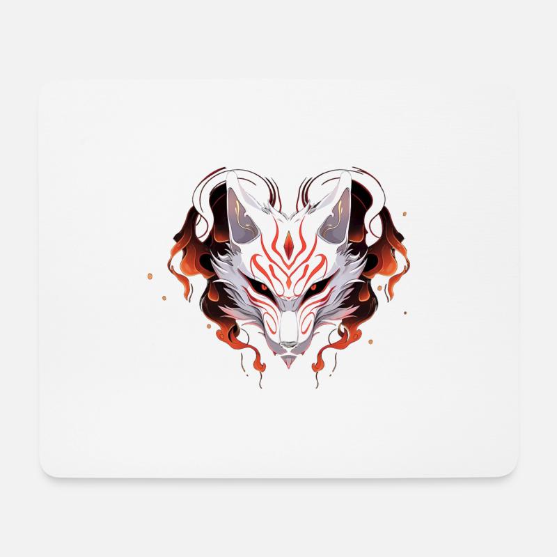 Kitsune-Maske - Mousepad (Querformat) - Weiß