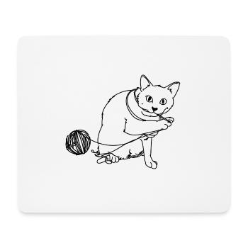 Spielende Katze - Mousepad (Querformat) - Weiß - Vorne