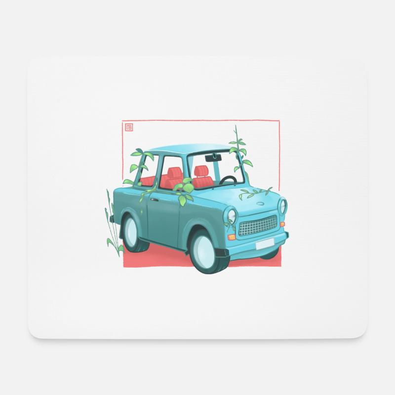 Trabi mit Pflanzen - Mousepad (Querformat) - Weiß