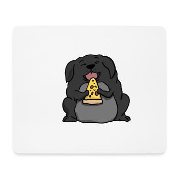 Fat Labrador Dog Eating Pizza Funny Comic Style - Mouse Pad (horizontal) - white - Front