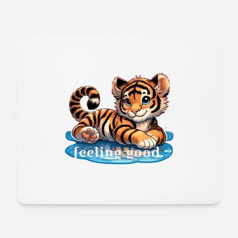 Tiger baby who feels good - Mouse Pad (horizontal) - white