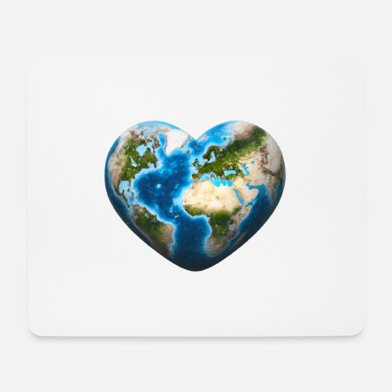 Erde Herz herzförmig Planet Geschenkidee - Mousepad (Querformat) - Weiß