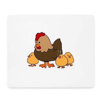 Mama Huhn mit drei Kinder Kücken T-Shirt - Mousepad (Querformat) - Weiß - Vorne