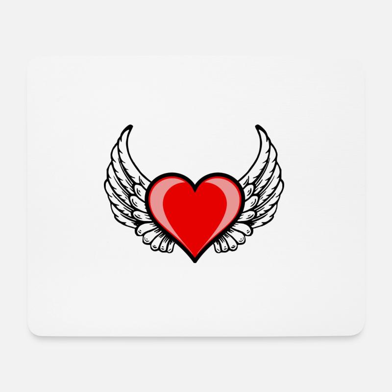 Das geflügelte Herz - Mousepad (Querformat) - Weiß