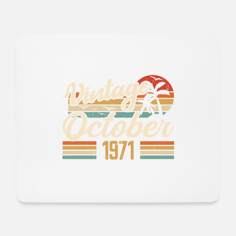 Oktober 1971 Geburtstagsgeschenk - 1971 - Mousepad (Querformat) - Weiß