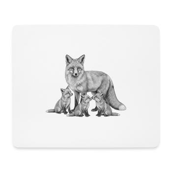 Fuchs und seine Jungen - Mousepad (Querformat) - Weiß - Vorne