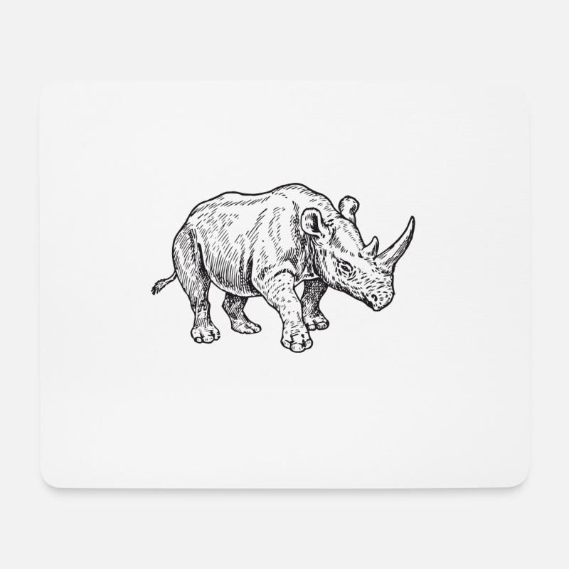 Nashorn - Mousepad (Querformat) - Weiß
