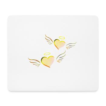 symbole du cœur d’ange à deux cœurs d’or - Tapis de souris (format paysage) - blanc - Devant