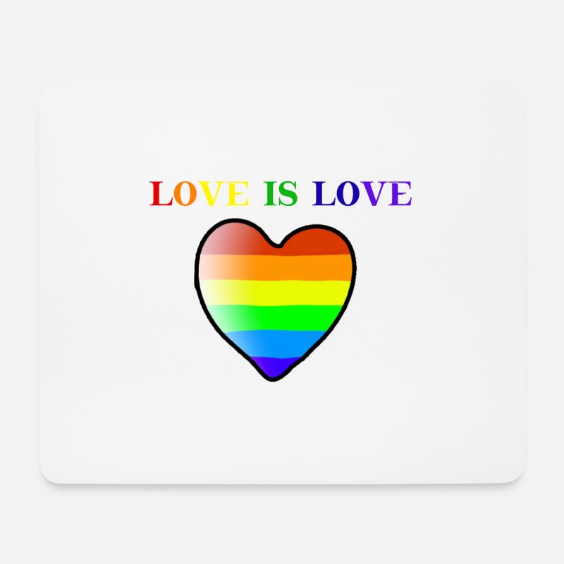 Rainbow Heart Love is love Gift Idea LGBT - Mouse Pad (horizontal) - white