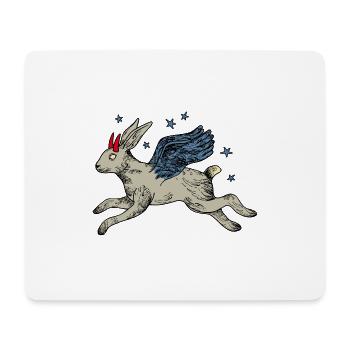 Lièvre ailé en vol stellaire - Tapis de souris (format paysage) - blanc - Devant