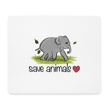 sauver les animaux animal éléphant protection de la nature - Tapis de souris (format paysage) - blanc - Devant
