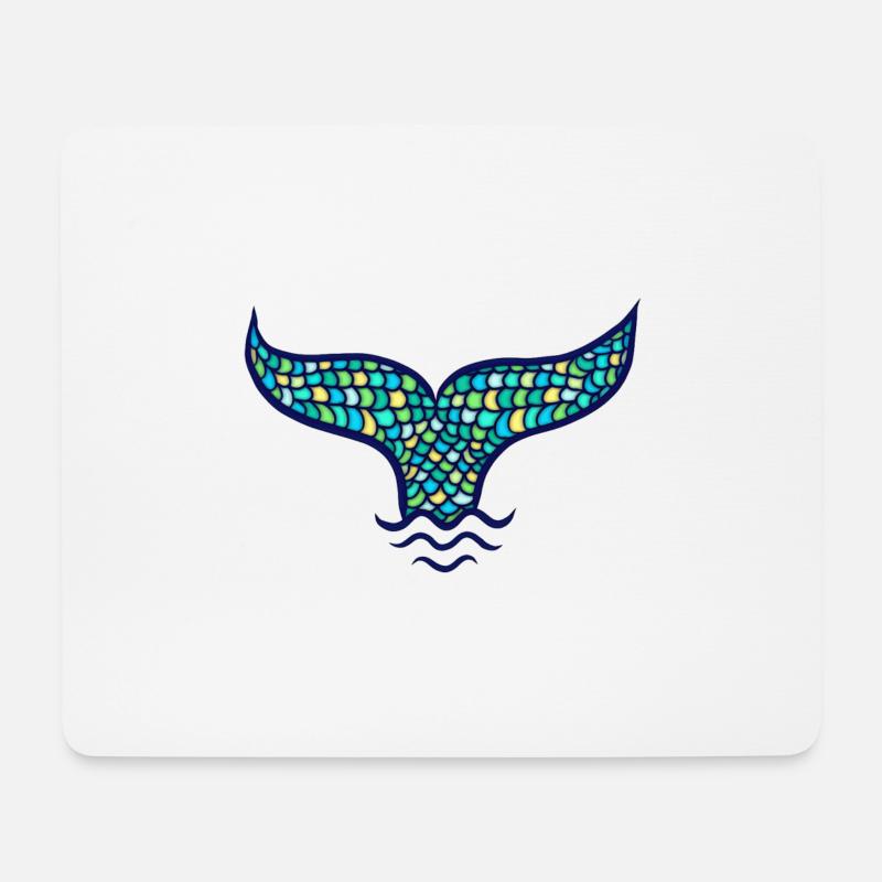 Seejungfrau, Fischflosse, Walflosse, Meerjungfrau - Mousepad (Querformat) - Weiß