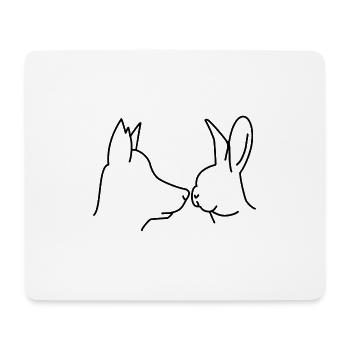 Hund Hase Schnuppern - Mousepad (Querformat) - Weiß - Vorne