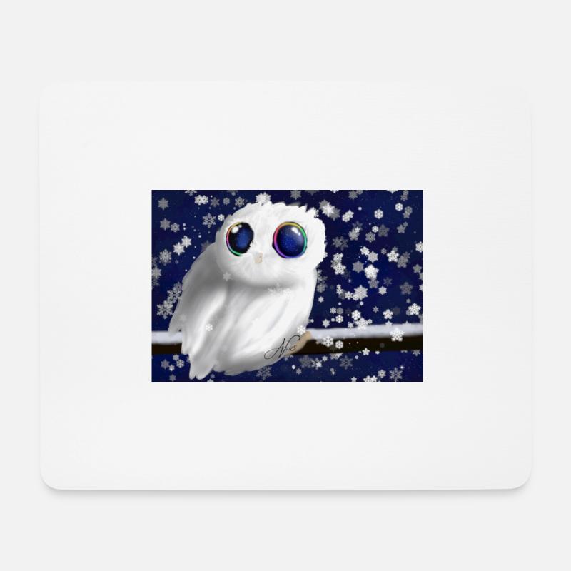 Eule mit Rebenbogenaugen - Mousepad (Querformat) - Weiß