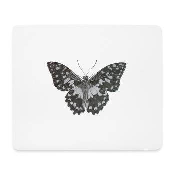 Papillon monochrome élégant en noir et blanc - Tapis de souris (format paysage) - blanc - Devant