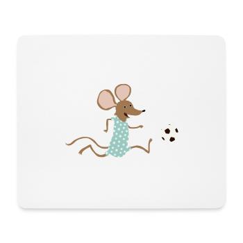 Maus spielt Fussball - Mousepad (Querformat) - Weiß - Vorne