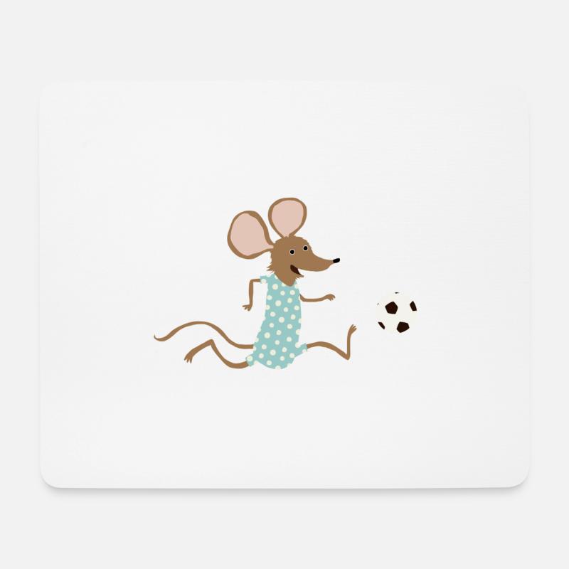 Maus spielt Fussball - Mousepad (Querformat) - Weiß