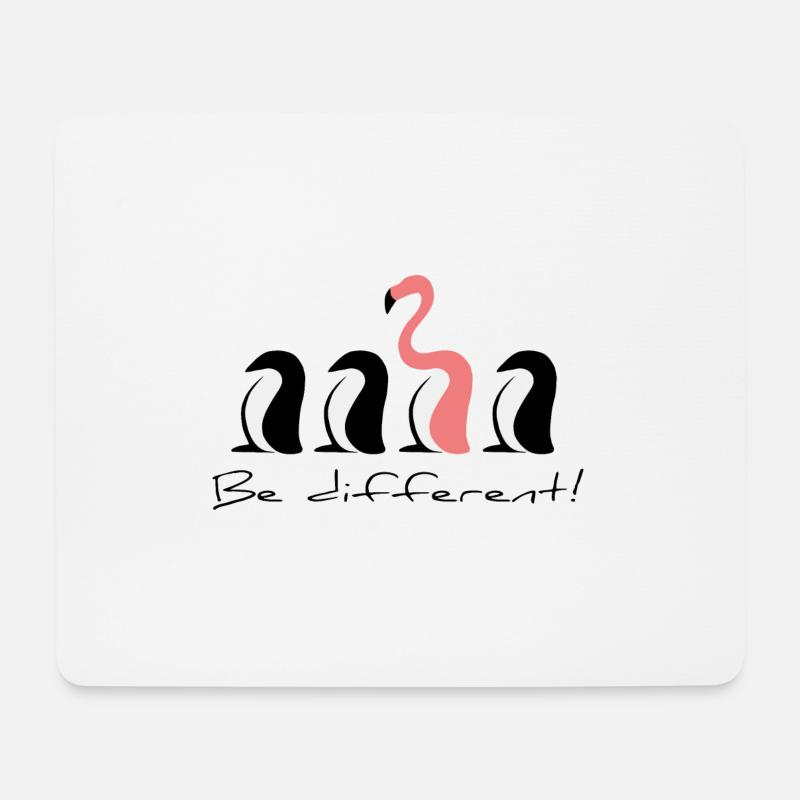 Flaminguin Flamingo unter Pinguin Sei anders - Mousepad (Querformat) - Weiß
