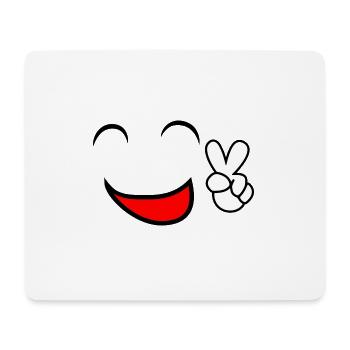 Comic Lachen Smiley Gesicht Peace Smile Geschenk - Mousepad (Querformat) - Weiß - Vorne