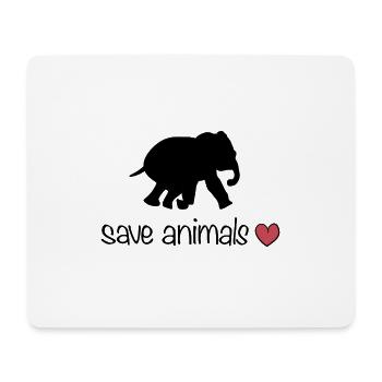 rette Tiere Tier Elefant Herz - Mousepad (Querformat) - Weiß - Vorne