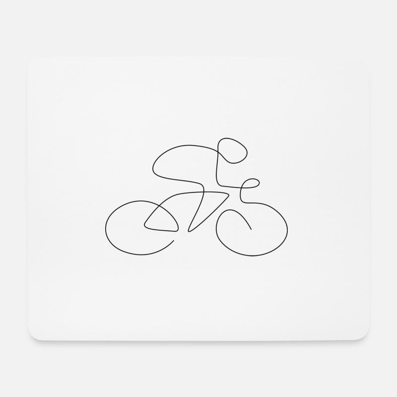 Fahrrad one Line - Mousepad (Querformat) - Weiß