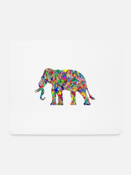 Elefant bunte Farbkleckse Geschenk Geschenkidee - Mousepad (Querformat) - Weiß