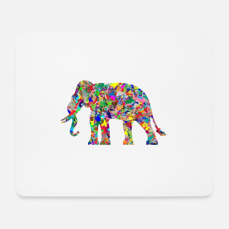 Elefant bunte Farbkleckse Geschenk Geschenkidee - Mousepad (Querformat) - Weiß