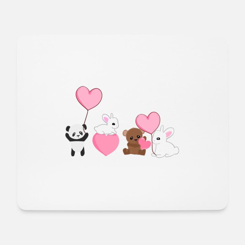 Tiere Panda Hase Bär Liebe Tierschützer - Mousepad (Querformat) - Weiß