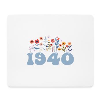 1940's Floral Pattern 1940's Floral Theme Flowers 1940's - Mouse Pad (horizontal) - white - Front