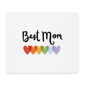 Regenbogenherz Best Mom Design - Mousepad (Querformat) - Weiß - Vorne