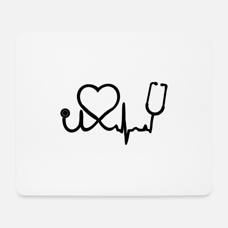 Doktor Ärztin Krankenpfleger Herz Arzt Arzthelfer - Mousepad (Querformat) - Weiß
