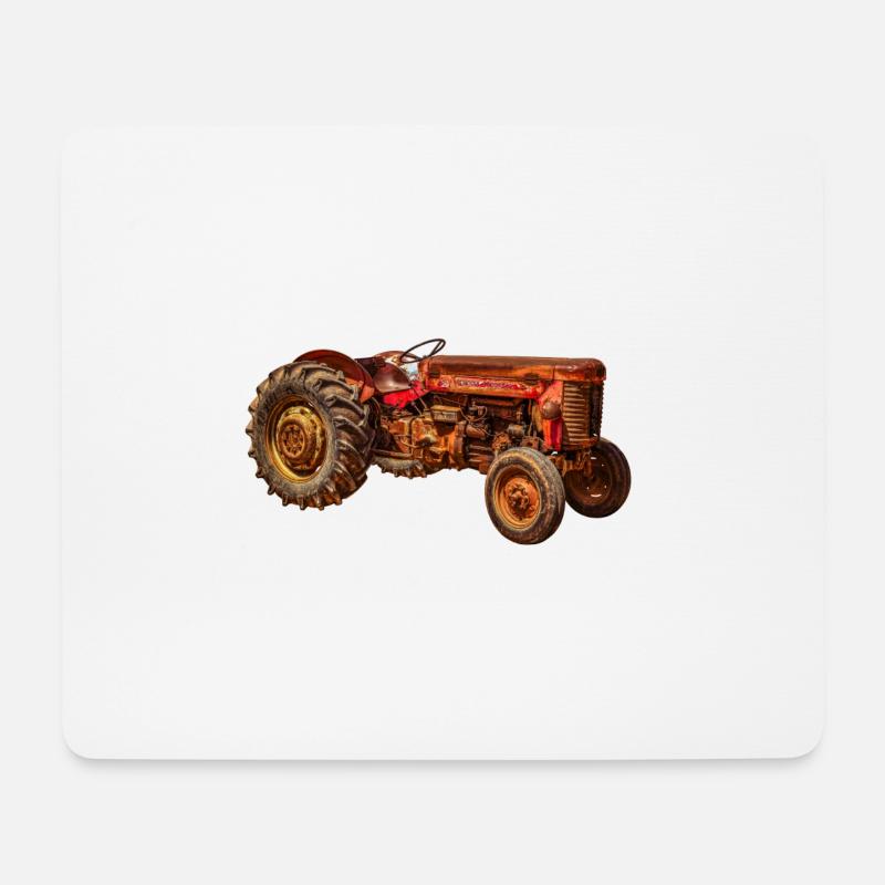 roter Traktor Oldtimer - Mousepad (Querformat) - Weiß