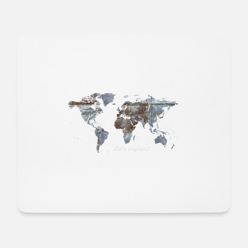 Weltkarte - Let's explore! - Mousepad (Querformat) - Weiß