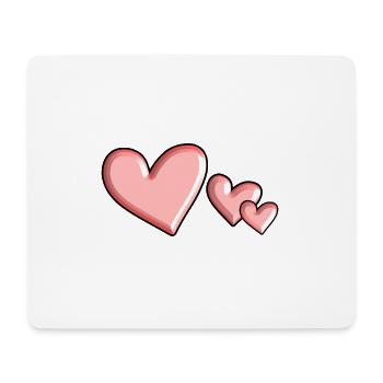 trois cœurs cœur rose Saint-Valentin amour - Tapis de souris (format paysage) - blanc - Devant