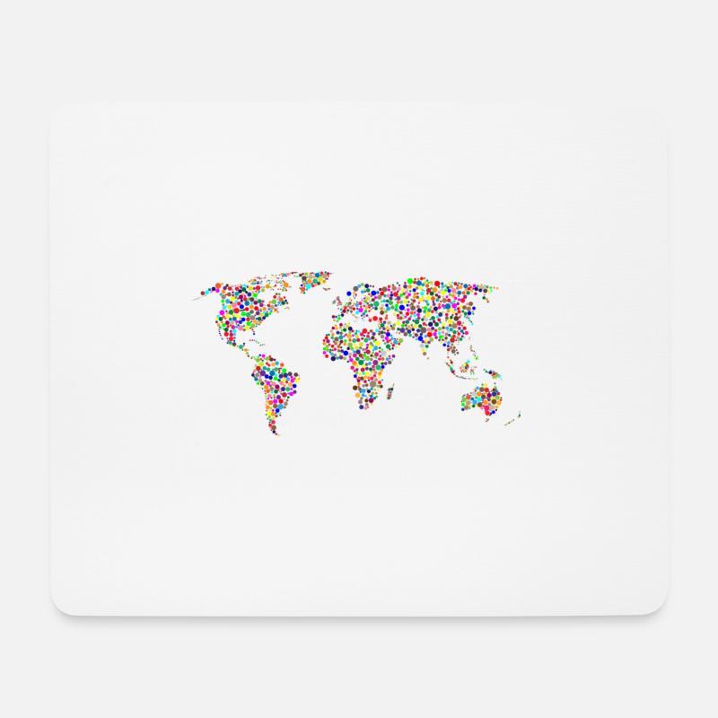 Rainbow world map made up of dots - Mouse Pad (horizontal) - white