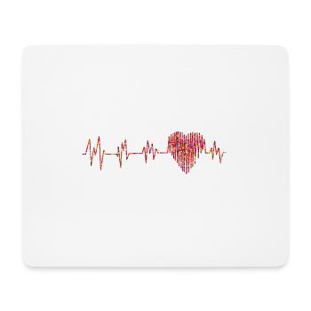 ECG avec de petits coeurs - Tapis de souris (format paysage) - blanc - Devant