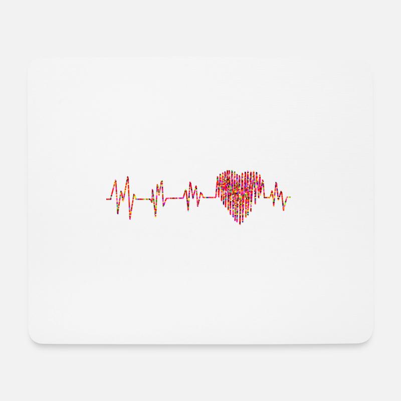 EKG mit kleinen Herzen - Mousepad (Querformat) - Weiß