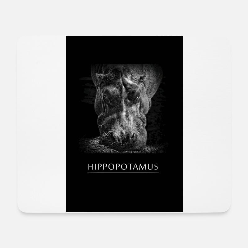 Flusspferd - Mousepad (Querformat) - Weiß