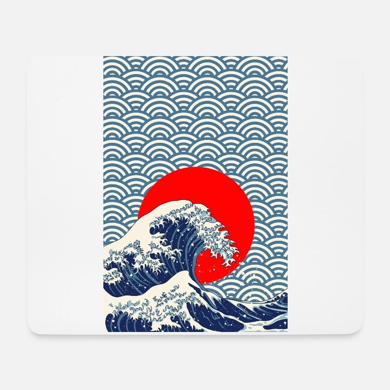 Japan retro Wave Kanagawa Stil Poster Geschenk - Mousepad (Querformat) - Weiß