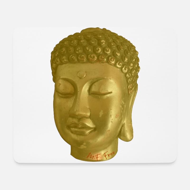 Buddha Gold - Mousepad (Querformat) - Weiß