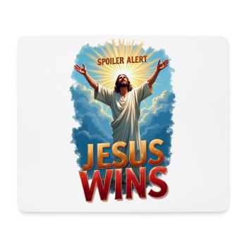 Spoiler Alert: Jesus gewinnt - Mousepad (Querformat) - Weiß - Vorne