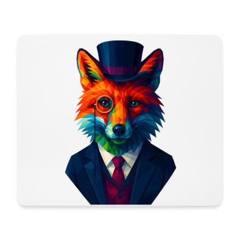 WPAP Stil Tiere - Fuchs eleganter Anzug Monokel - Mousepad (Querformat) - Weiß - Vorne