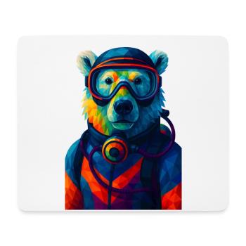 WPAP Stil Tiere - Eisbär im Taucheranzug Atemgerät - Mousepad (Querformat) - Weiß - Vorne